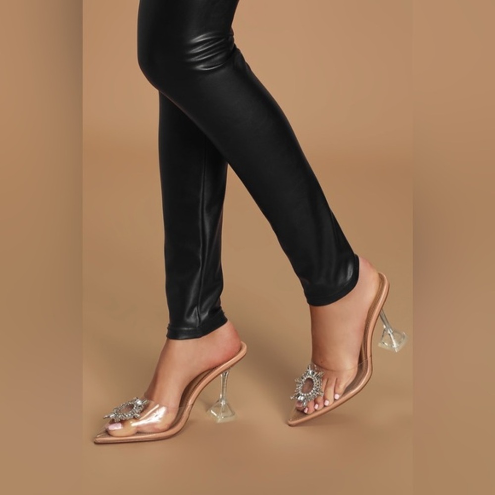Lulus Midnight Light Nude Pointed-Toe Heels